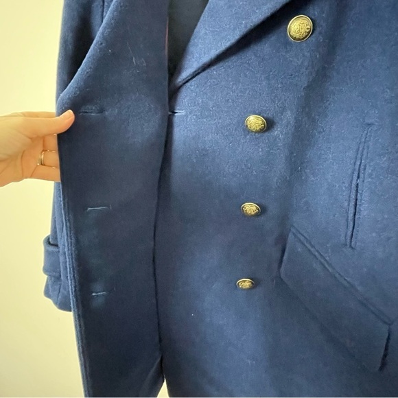 Larry Levine Wool Pea Coat | Double Breasted | Blue | Size Medium - Picture 7 of 15